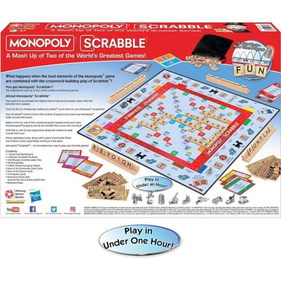 Monopoly Scrabble Game, Play in UNDER ONE HOUR, Score Your Scrabble Word - Move - Picture 3 of 5